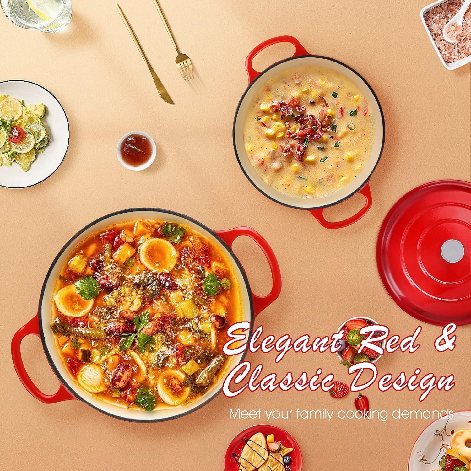Elegant Dutch Oven Set with 6QT 15QT Pots