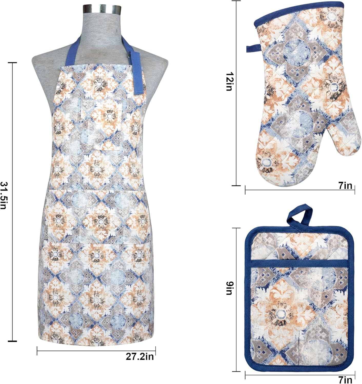 Hot Non-Slip Apron with Oven Mitts for Cooking Gifting