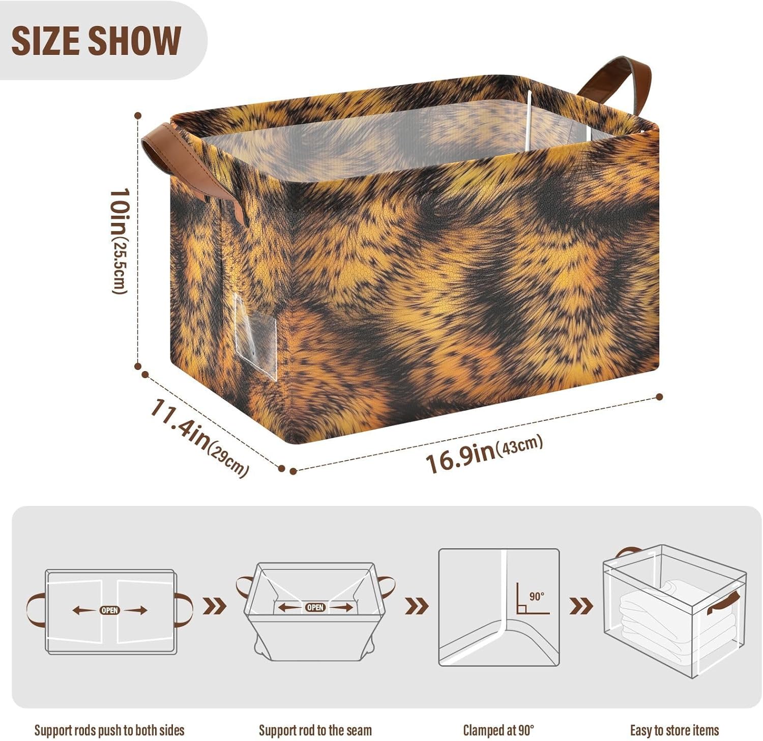 Big Leopard Dresser Storage Basket - Collapsible Waterproof