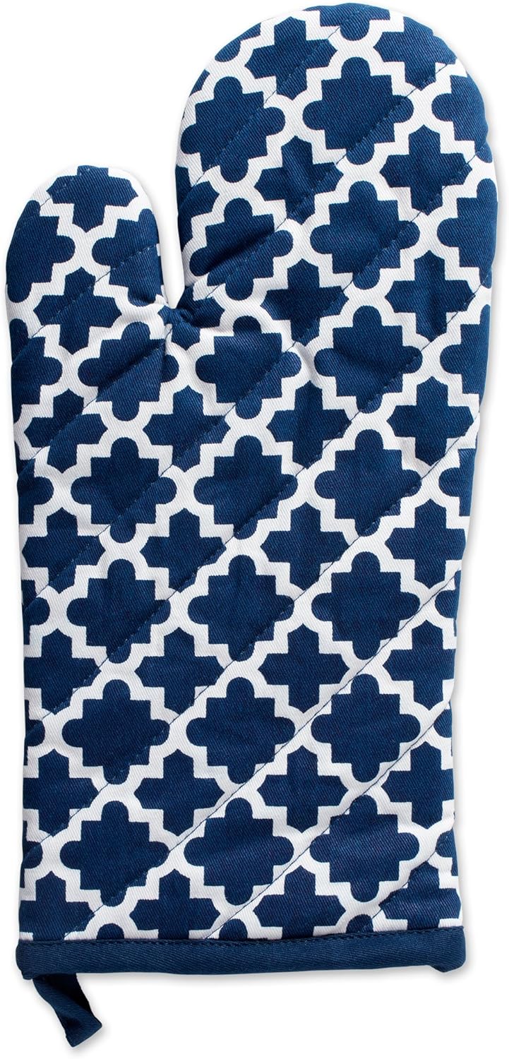 DII Lattice Basics Collection Potholder Oven Mitt Set Nautical Blue 2 Piece