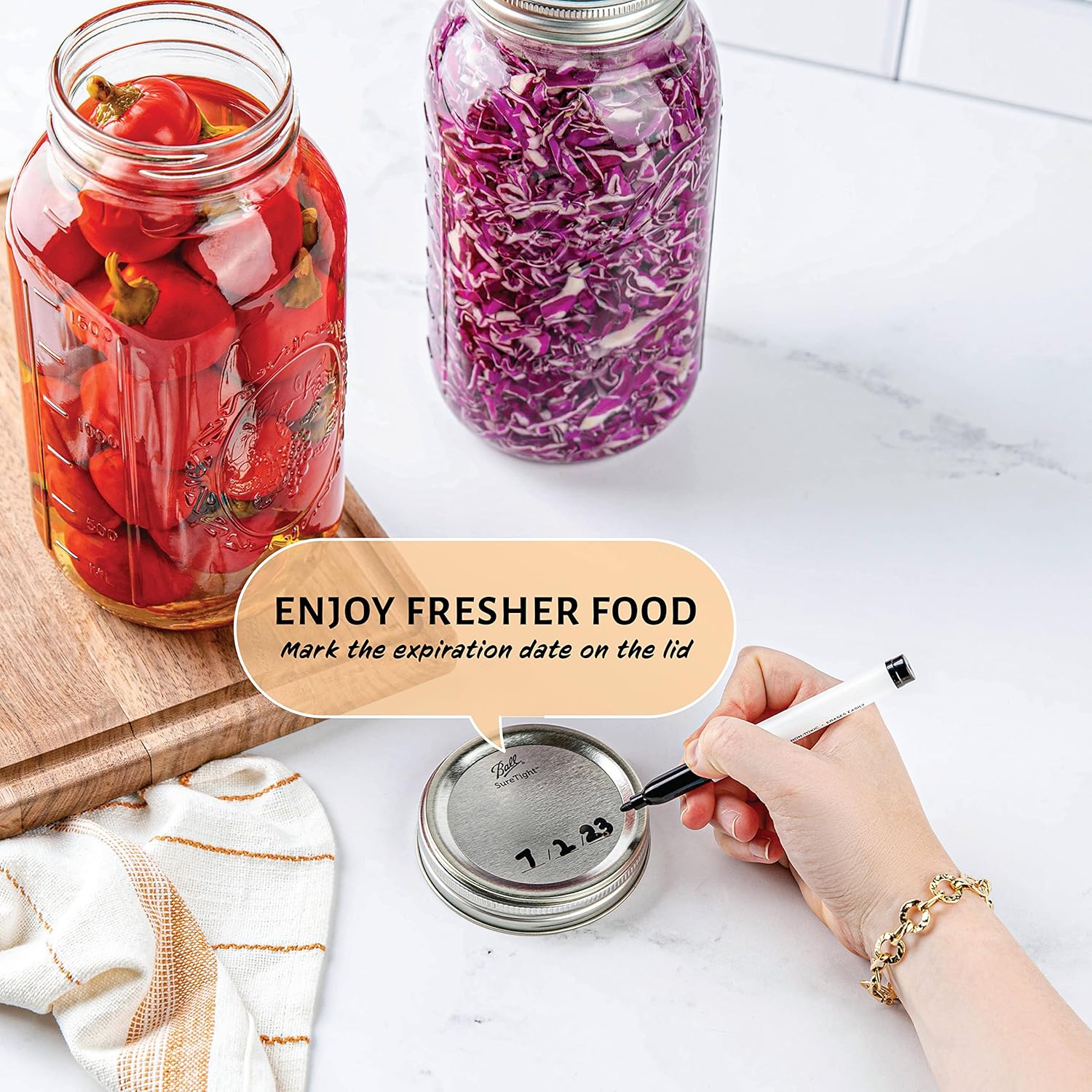 KITCHENTOOLZ Wide Mouth Mason Jars Set of 2
