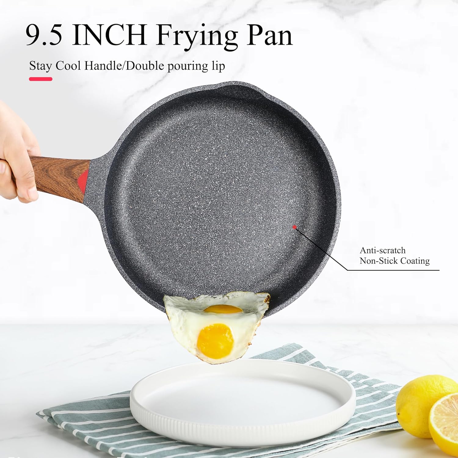 Vinchef 95-inch Nonstick Cast Aluminum Frying Pan