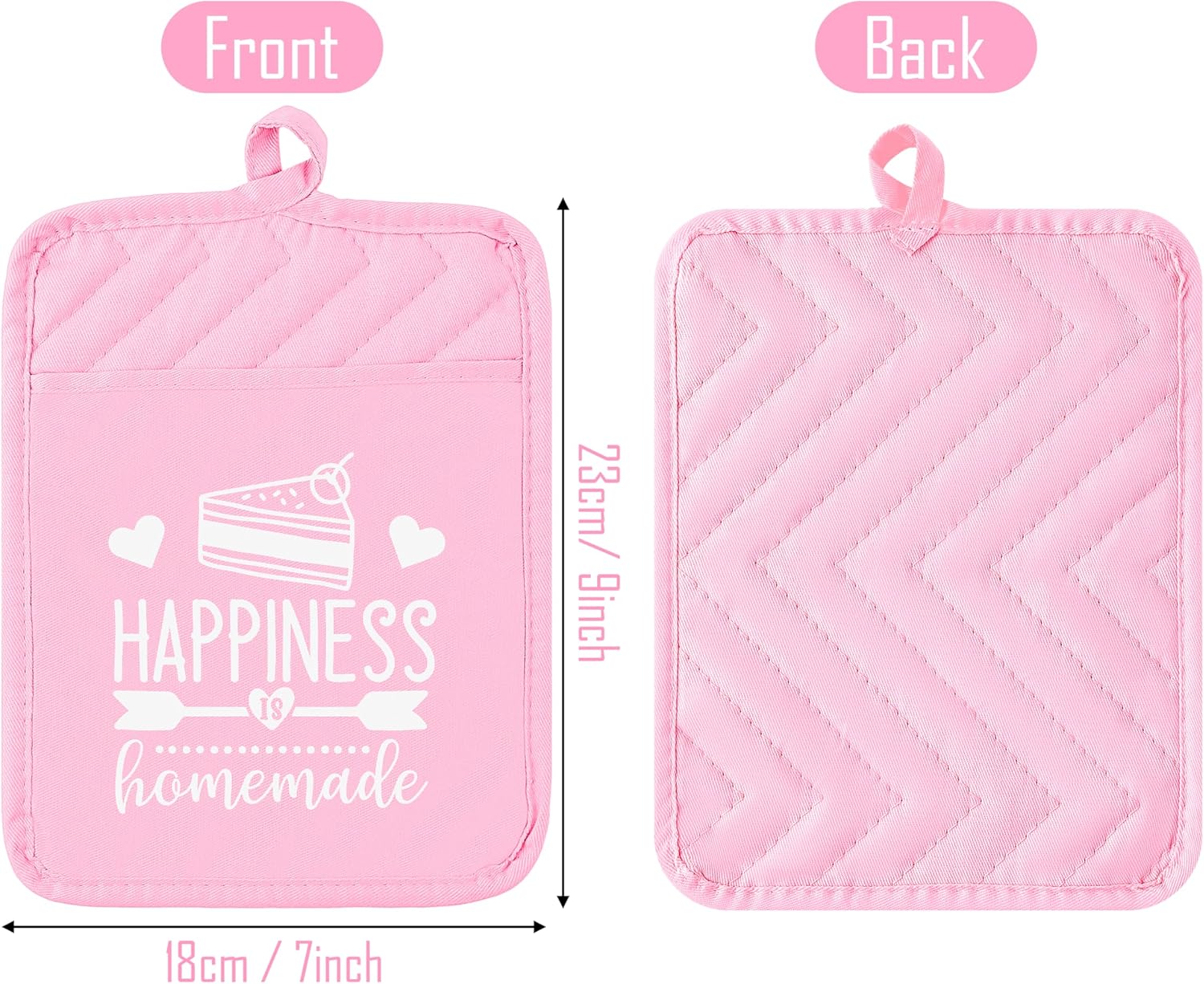 GROBRO7 5Pcs Gradient Pink Cotton Pot Holders Set 1