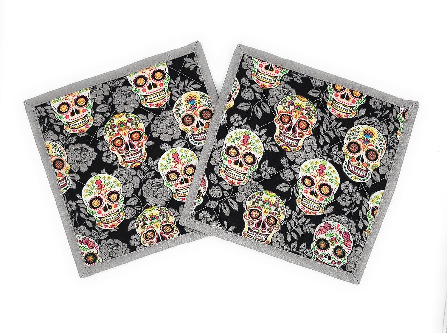 Vivid Look Da de Muertos Potholders Set 2 HalloweenGod of the Dead Gift