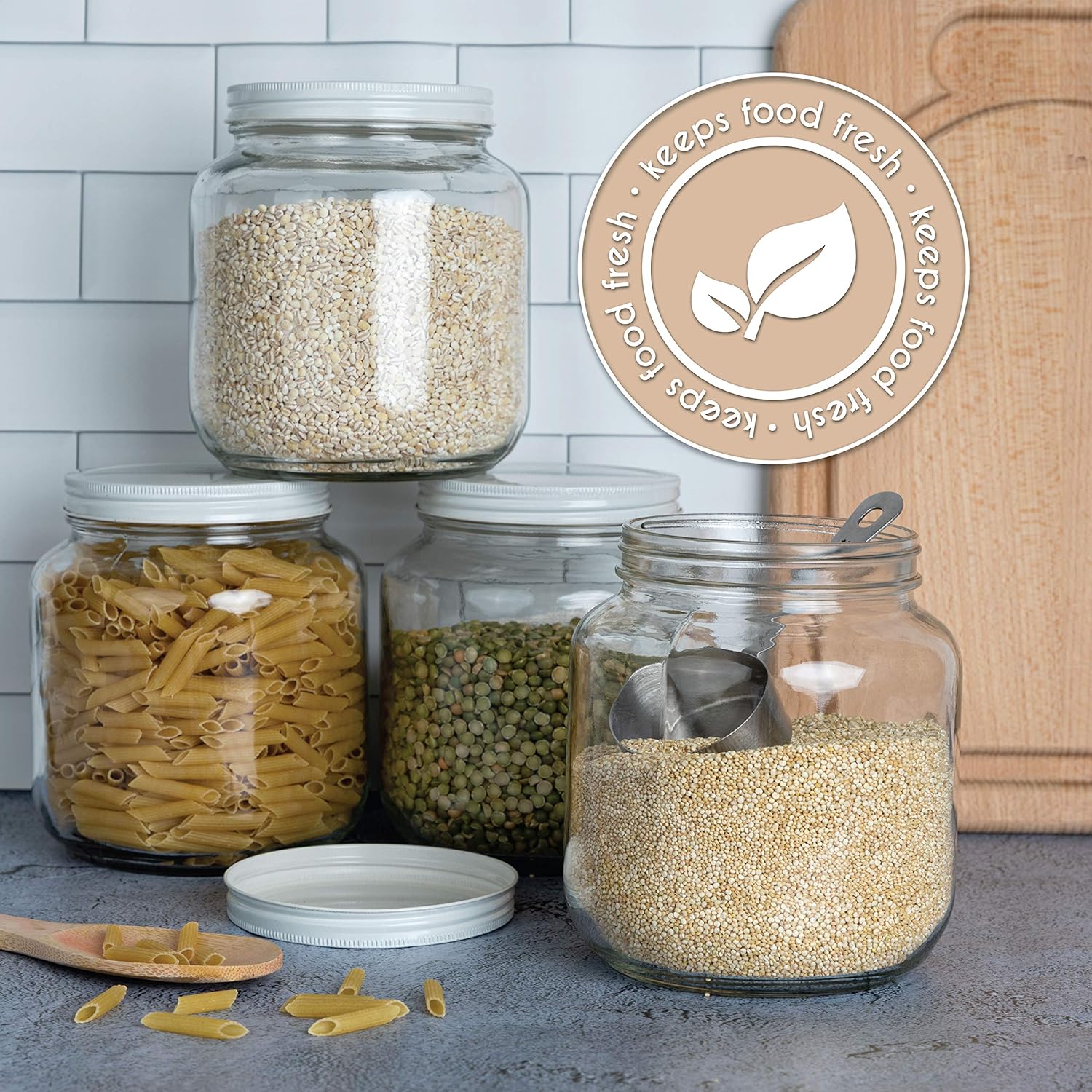 Kitchentoolz Half Gallon Mason Jar Wide Mouth with Airtight Metal Lid