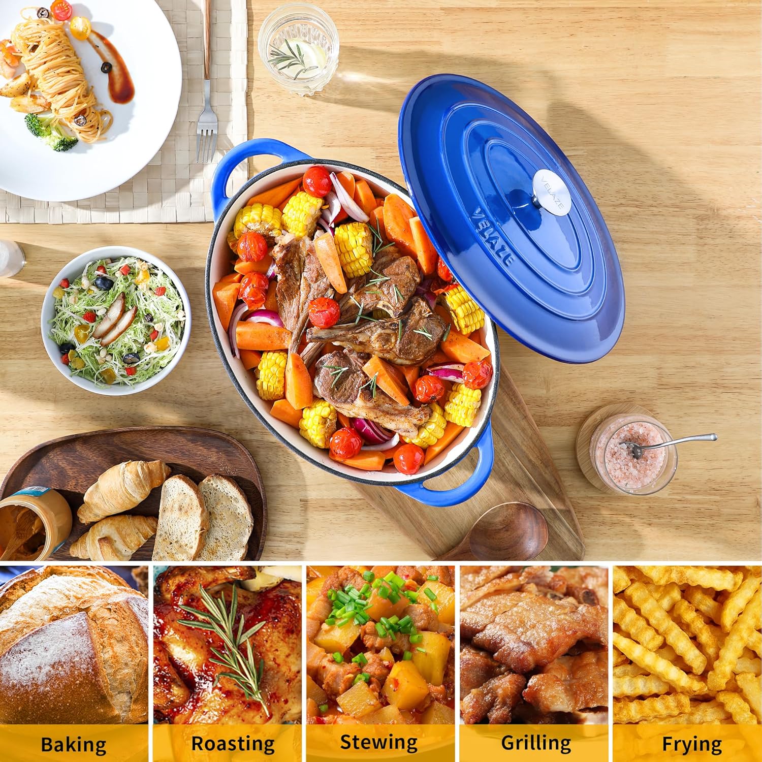 Velaze 75 QT Enameled Dutch Oven with Lid and Handles