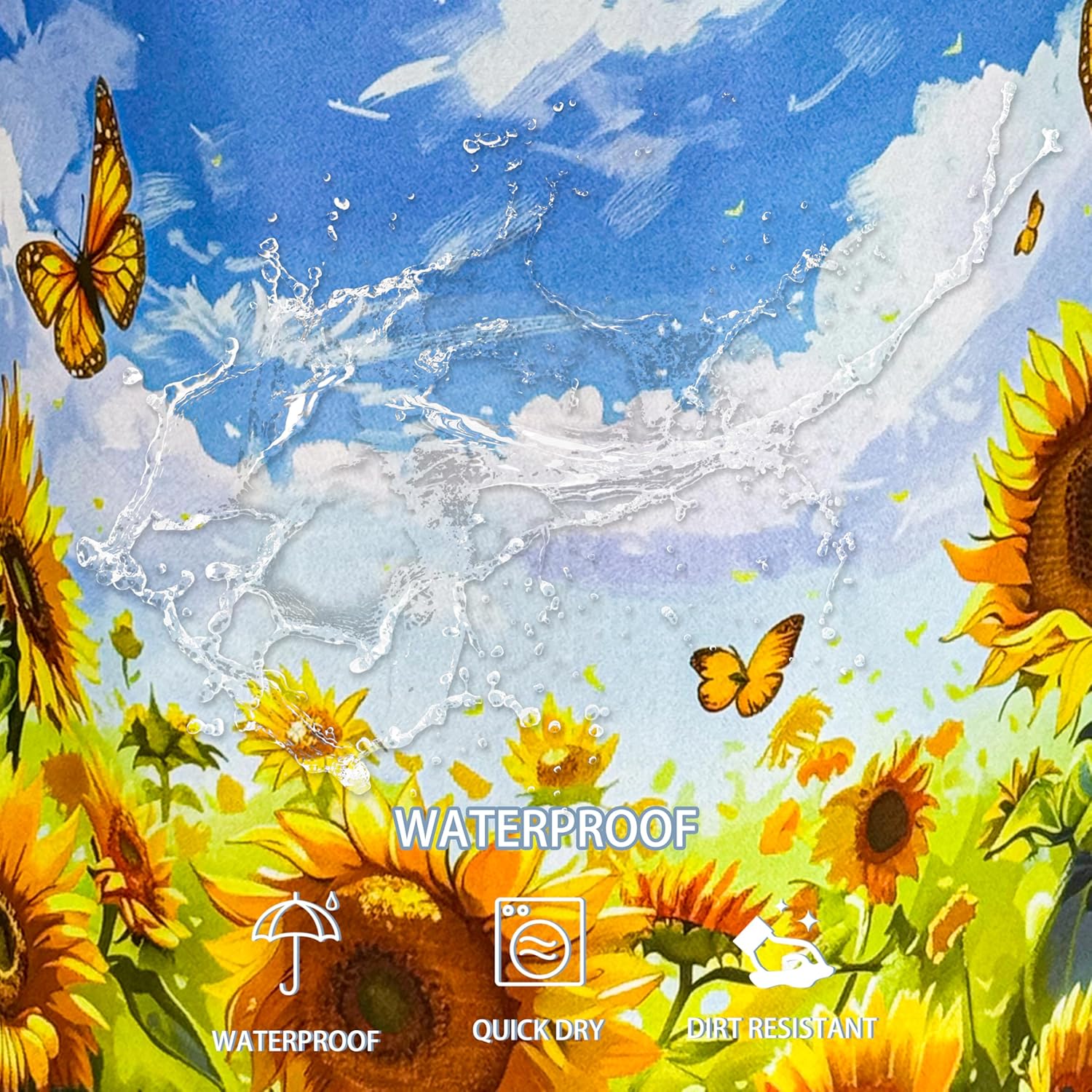 Sunflowers Butterflies Lightweight Foldable Laundry Basket