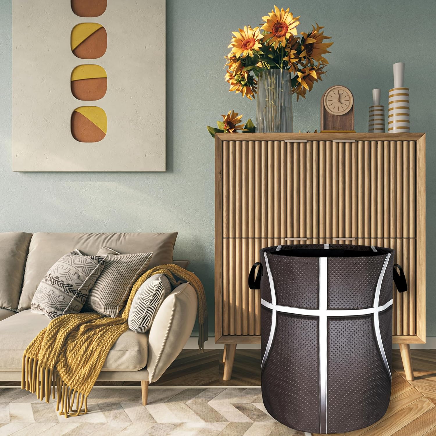 Basketball Texture Laundry Hamper