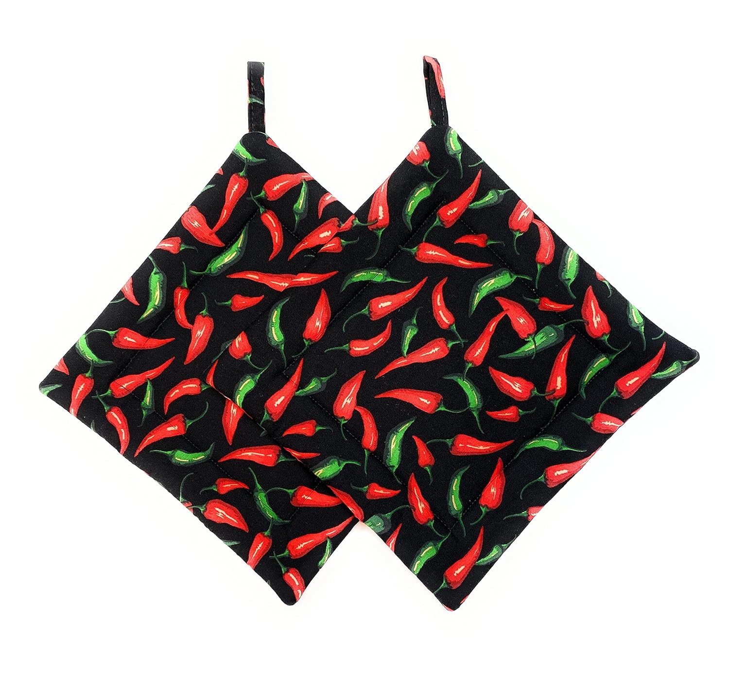 Heat-Reflective Red and Green Chili Peppers Potholders for Cooking