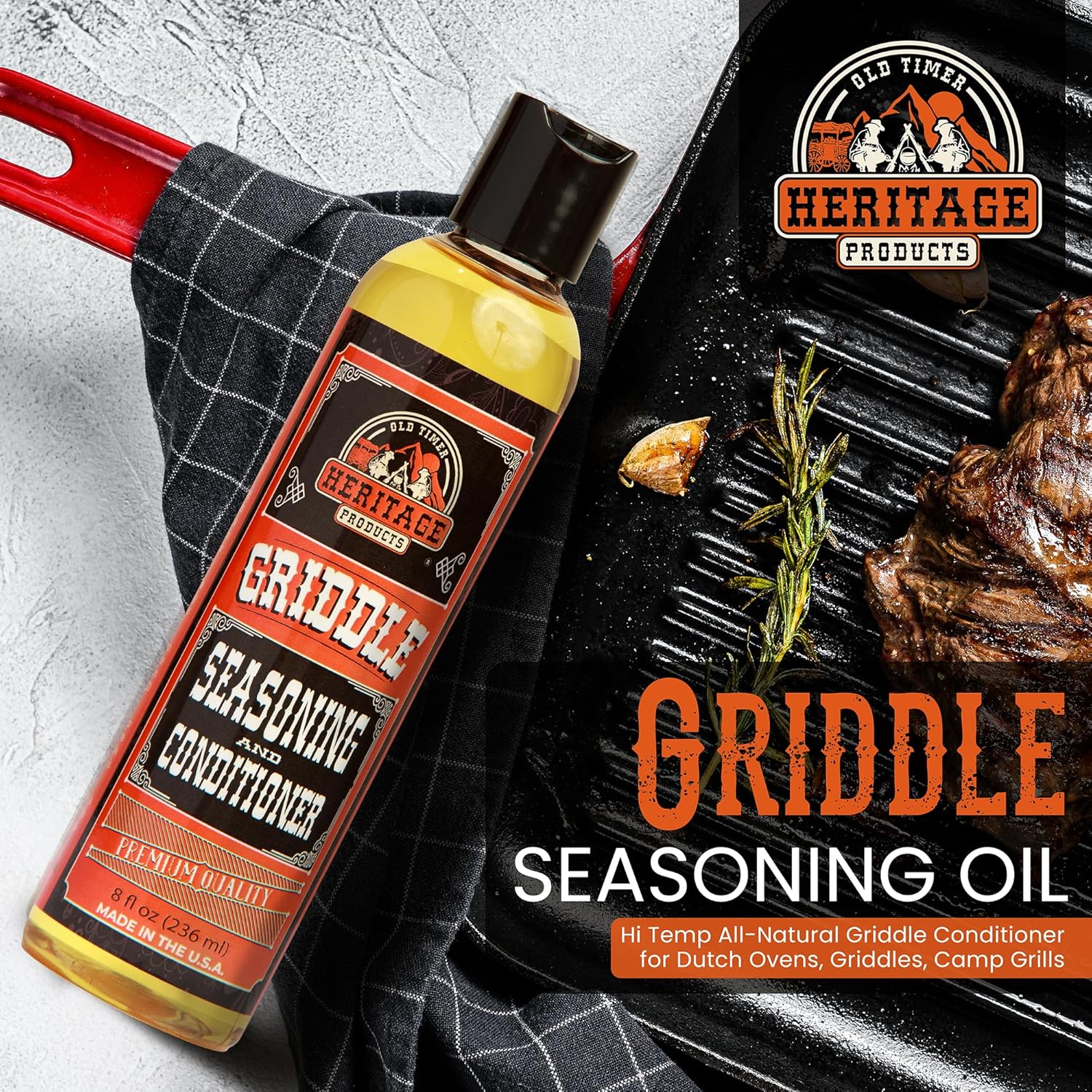 Grill with PrecisionHeritage Griddle Oil