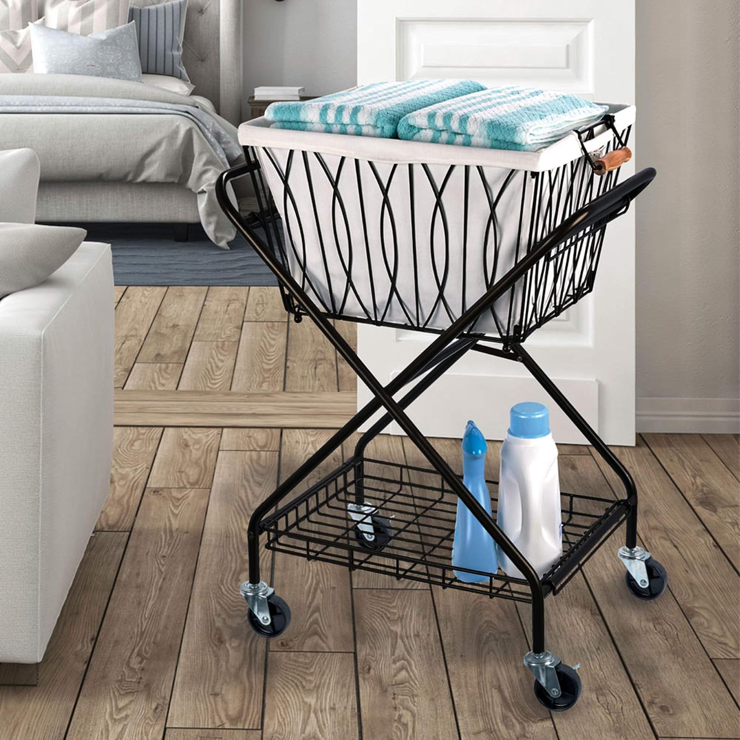 Artesa Verona Collapsible Laundry Cart Black Large