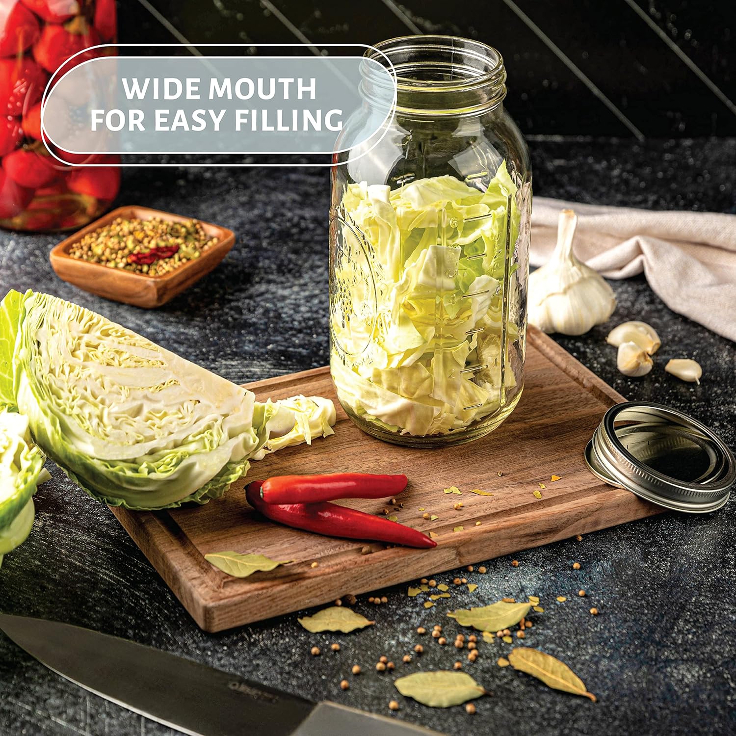 KITCHENTOOLZ Wide Mouth Mason Jars Set of 2