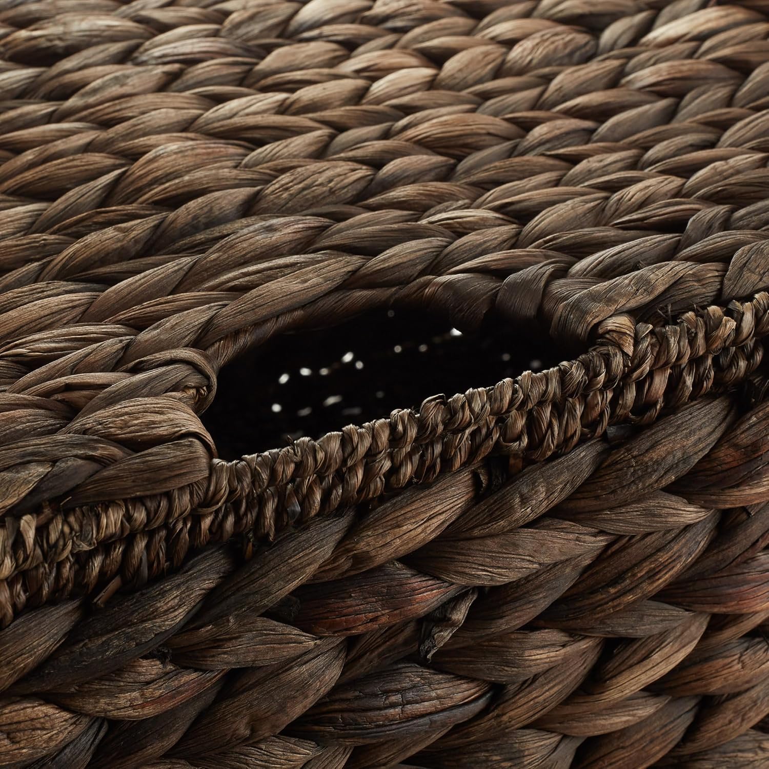Casafield Set of 2 Water Hyacinth Rectangular Storage Baskets with Lids MediumLarge