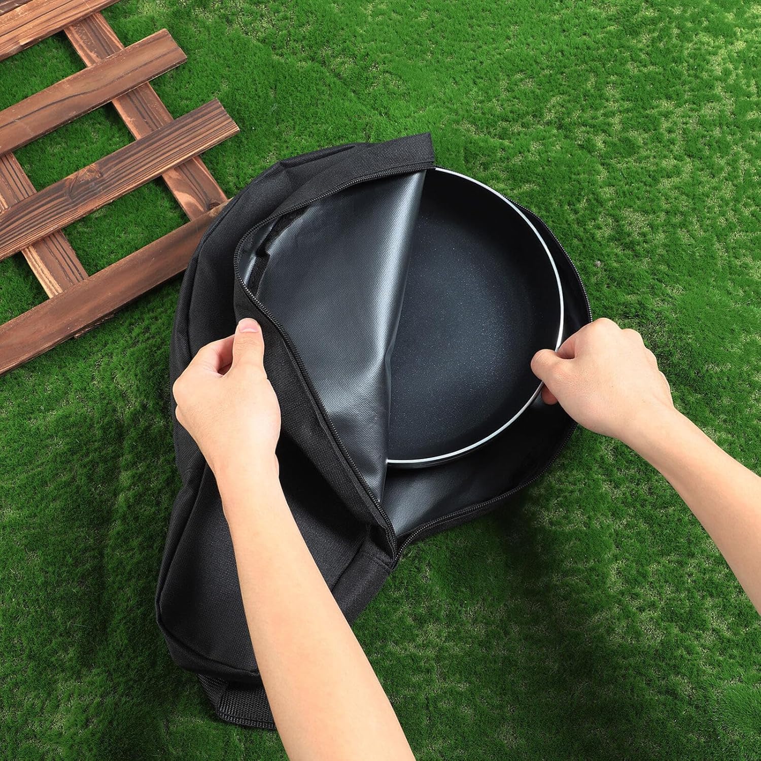 Hemoton 2-Piece Cast Iron Folding Bag for Outdoor Camping