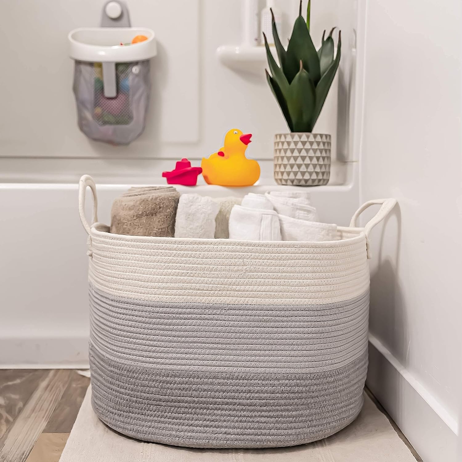 OrganisHaus Gray Extra Large Storage Basket for Kids Rooms