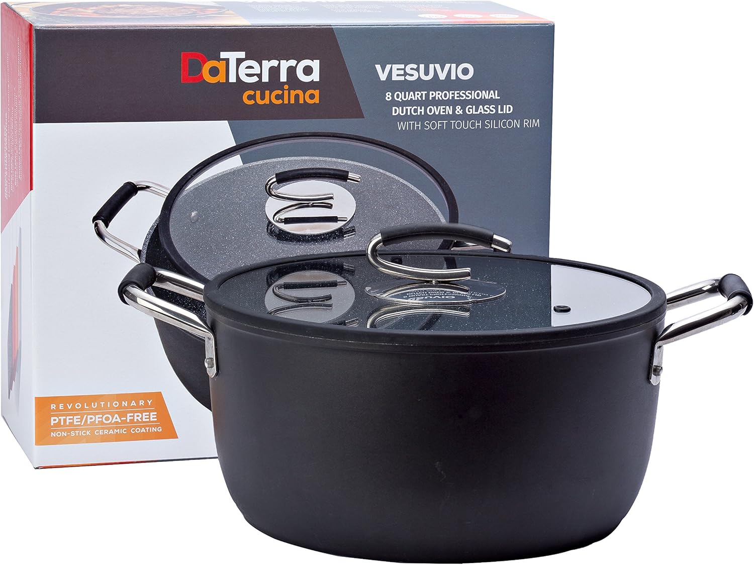 8 Qt Nonstick Dutch Oven Made in Italy PTFE-Free Induction-Friendly