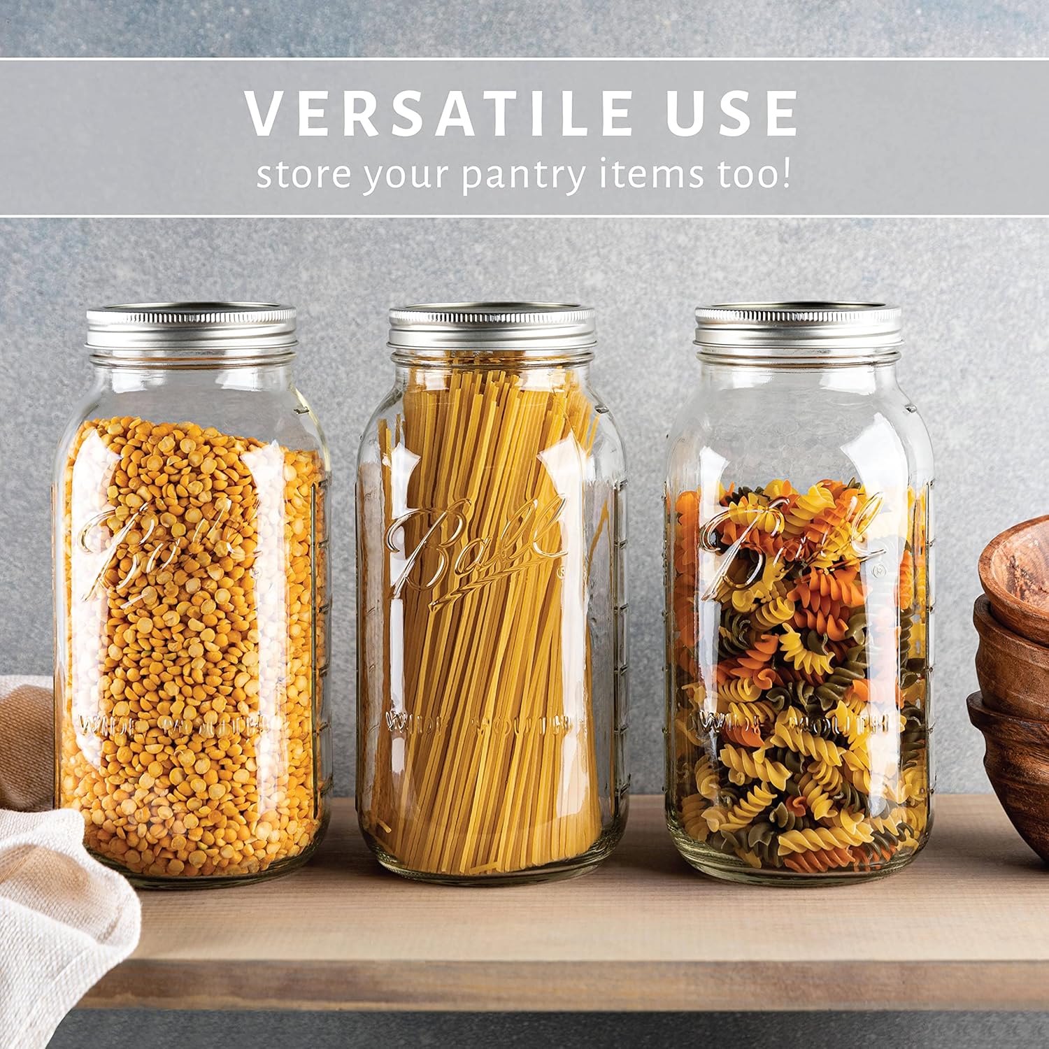 KITCHENTOOLZ Wide Mouth Mason Jars Set of 2