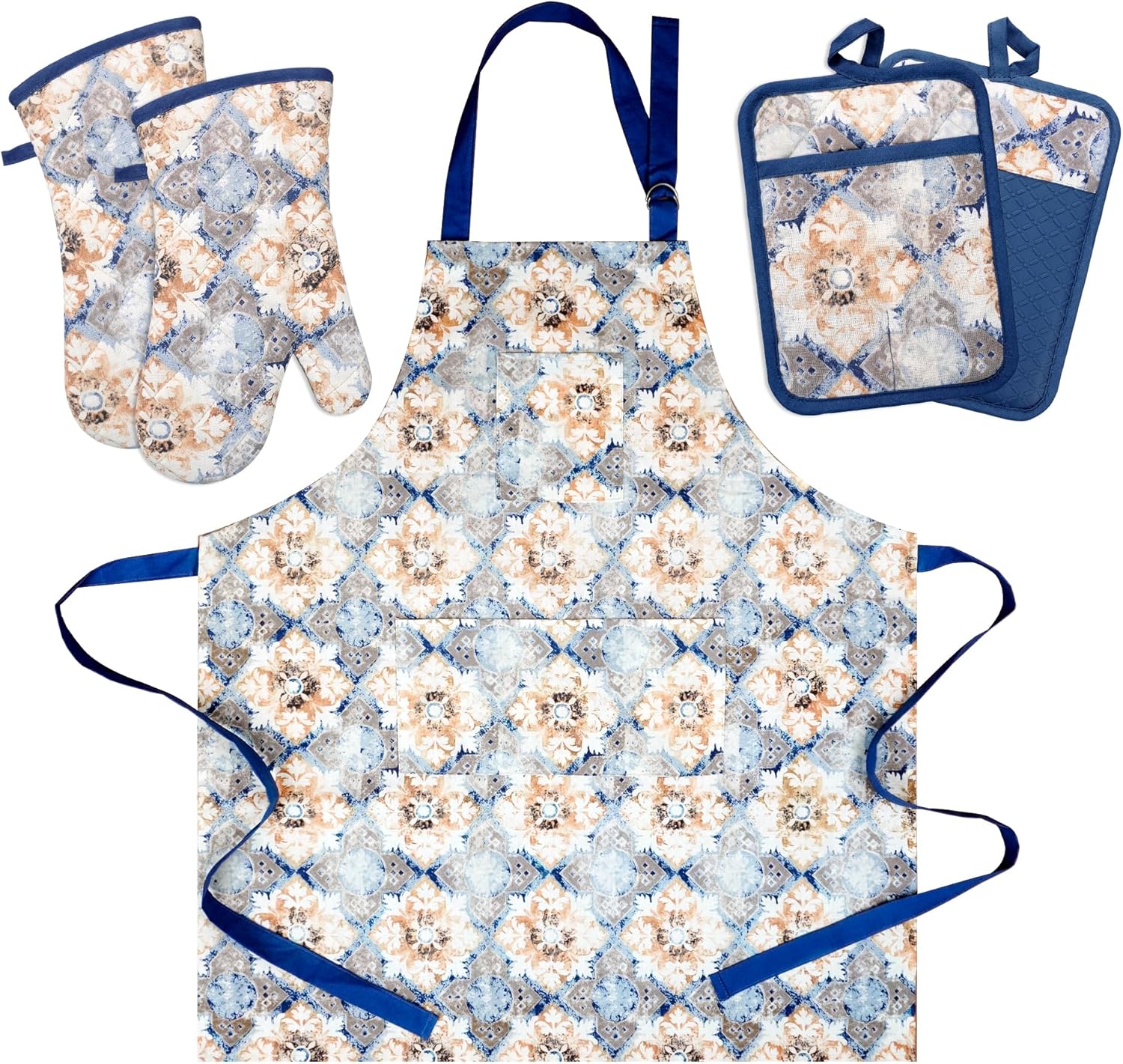 Hot Non-Slip Apron with Oven Mitts for Cooking Gifting