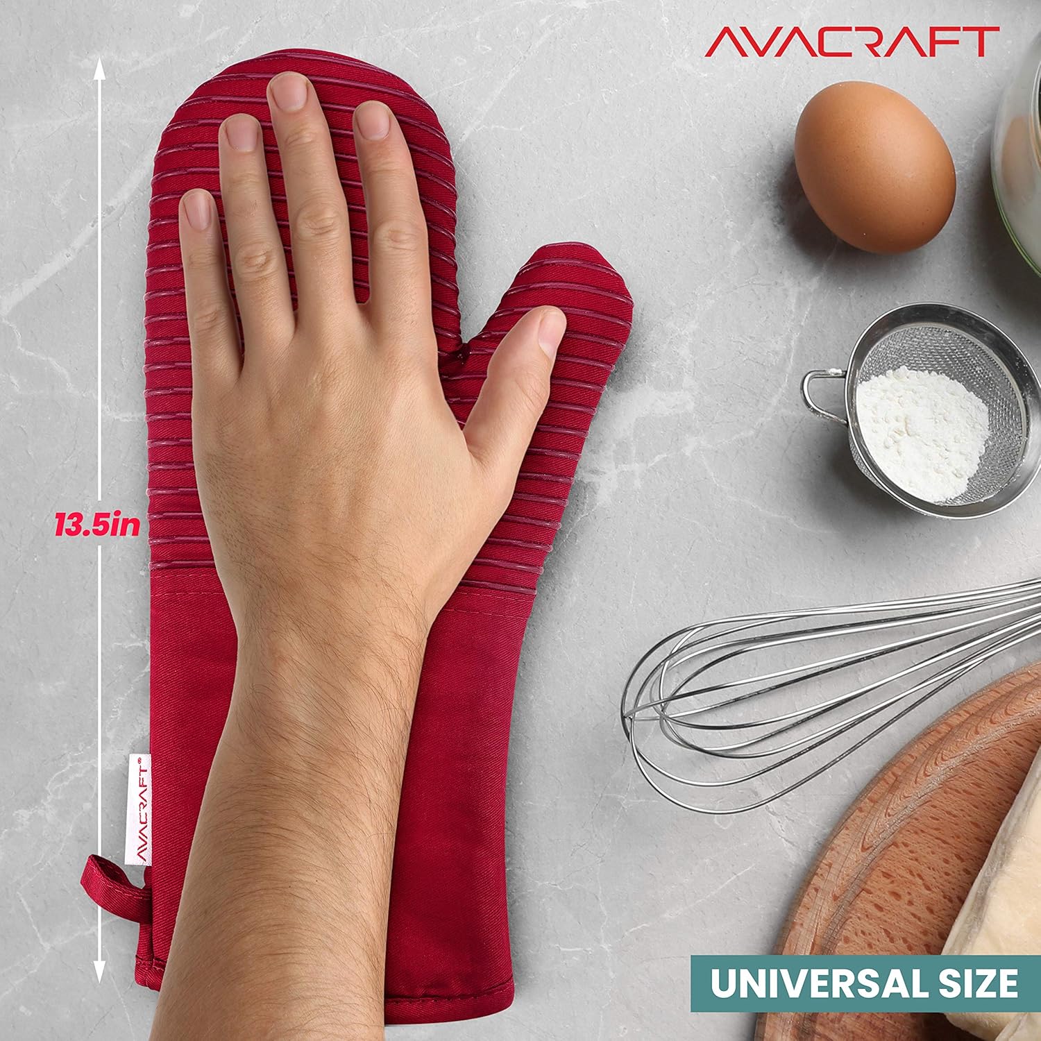 Premium Heat-Resistant Oven Mitts 500F - Durable Silicone Terrycloth Pair