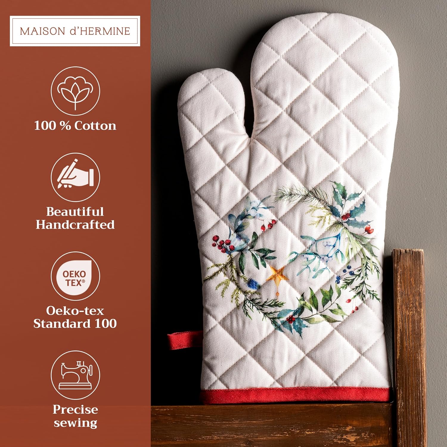 Maison dHermine Oven Mitts Heat-Resistant Cotton Gloves