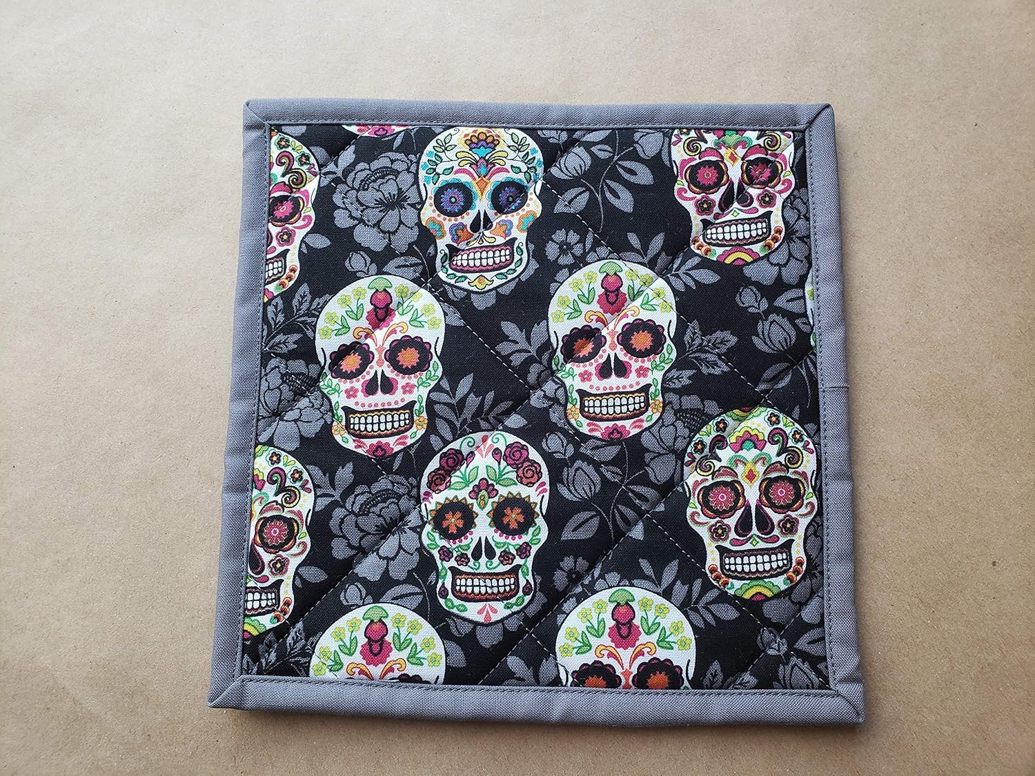 Vivid Look Da de Muertos Potholders Set 2 HalloweenGod of the Dead Gift