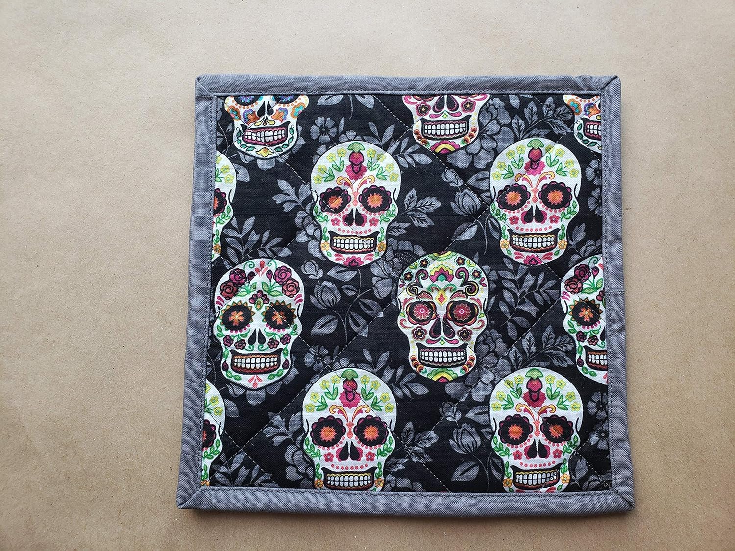 Vivid Look Da de Muertos Potholders Set 2 HalloweenGod of the Dead Gift