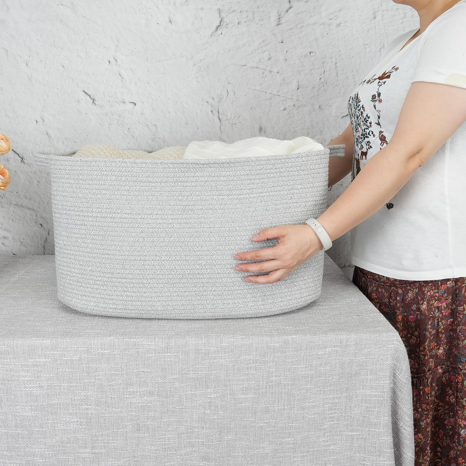 Large Woven Rope Storage Basket